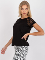 Czarna bluzka na co dzień z bawełny RUE PARIS