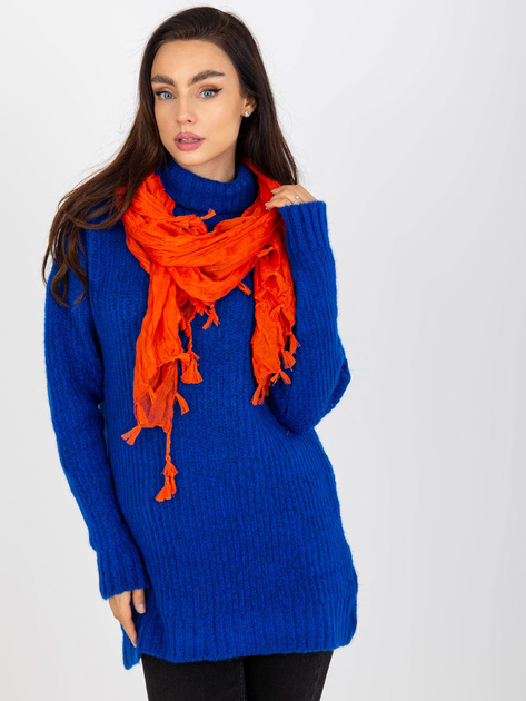 Hurt Pomarańczowa zwiewna chusta damska z marszczeniem