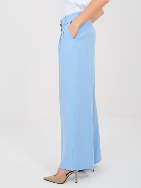 Pastelowe niebieskie garniturowe spodnie z kieszeniami RUE PARIS