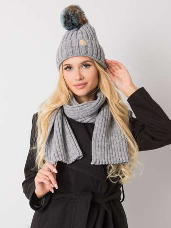 Grau Winterset mit Mütze und Schal Rubby RUE PARIS.
