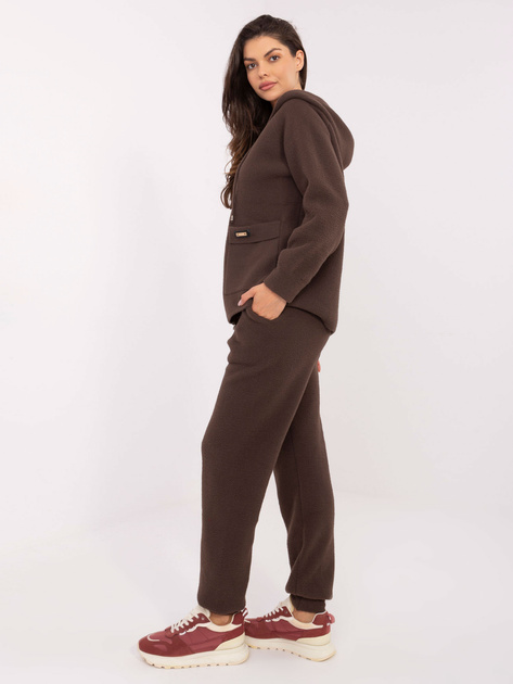 Brązowy swetrowy komplet z rozpinaną bluzą