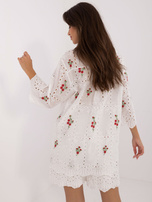 Hurt Biało-żółty dwuczęściowy ażurowy komplet damski z haftem