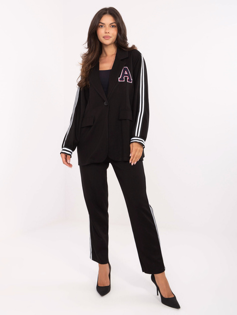 Czarny dwuczęściowy komplet ze spodniami RUE PARIS