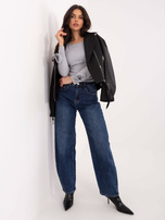 Szara krótka bluzka z drapowaniem