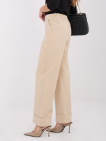 Beżowe spodnie basic w kant RUE PARIS