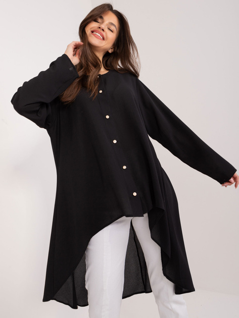 Hurt Czarna długa koszula z ozdobnymi guzikami