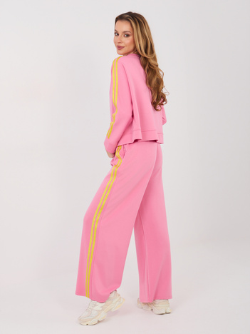 Ciemnoróżowe dresowe spodnie bez zapięcia RUE PARIS