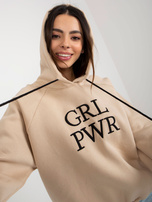 Hurt Beżowa damska bluza z kapturem i napisem Debby