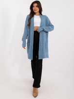 Hurtownia online Niebieski luźny kardigan z kieszeniami