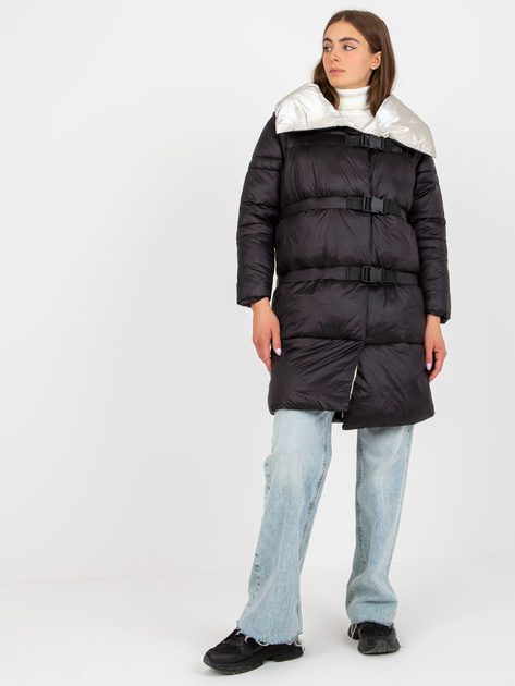 Hurt Czarno-beżowa puchowa kurtka zimowa 2w1 z odpinanymi rękawami