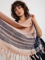 Hurtownia Jasnoróżowy damski szal we wzór kraty