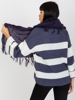 Hurtownia Fioletowy gładki szal damski z frędzlami 