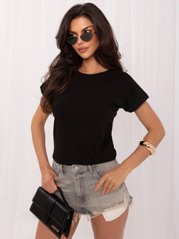 Black basic cotton t-shirt XL