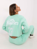 Hurt Miętowy dwuczęściowy komplet dresowy z napisami