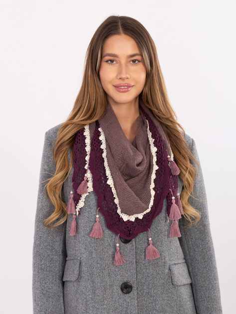 Fioletowa trójkątna chusta z perełkami