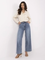 Niebieskie damskie jeansy dad fit z szeroką nogawką