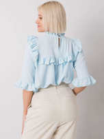 Himmelblaue Bluse mit Rüschen Limassol RUE PARIS.
