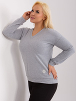 Hurt Szara melanżowa bluzka plus size z dekoltem V