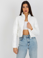 Hurt Ecru short transitional quilted jacket without a hood.