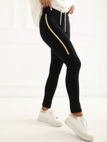 Black cotton leggings with a tie RUE PARIS.