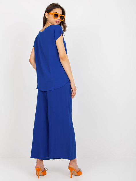 Hurtownia Kobaltowa wiskozowa bluzka na co dzień SUBLEVEL