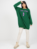 Hurt Ciemnozielono-fioletowa długa bluza z napisem oversize