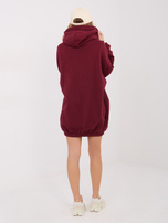 Bordowa dresowa sukienka z kapturem 