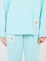 Miętowy komplet z przeszyciami na nogawkach RUE PARIS 