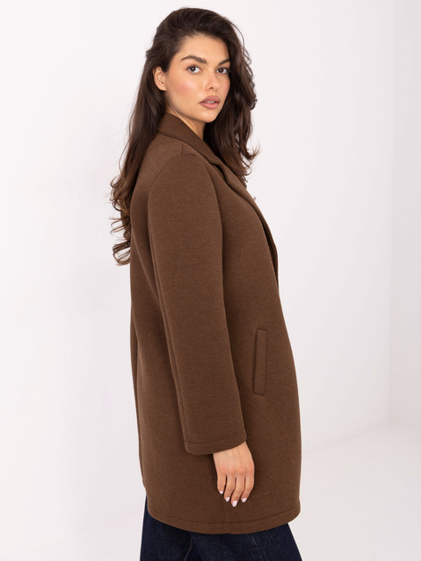 Brązowy piankowy płaszcz z broszką RUE PARIS