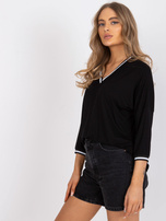 Czarna luźna bluzka na co dzień z rękawem 3/4 