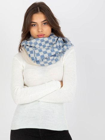 Hurt online Ecru-dark blue women's checked scarf.