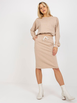 Großhandel Beige lässiges Basic-Set mit kurzer Sweatjacke.