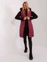 Hurt Burgundy long vest with quilting RUE PARIS.