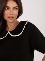 Czarna wizytowa bluzka z kołnierzykiem