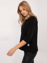 Hurtownia Czarna damska bluzka basic z bawełny