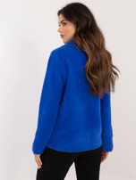 Hurt Kobaltowa damska kurtka alpaka z kieszeniami