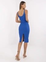 Ciemnoniebieska dopasowana sukienka na ramiączkach RUE PARIS