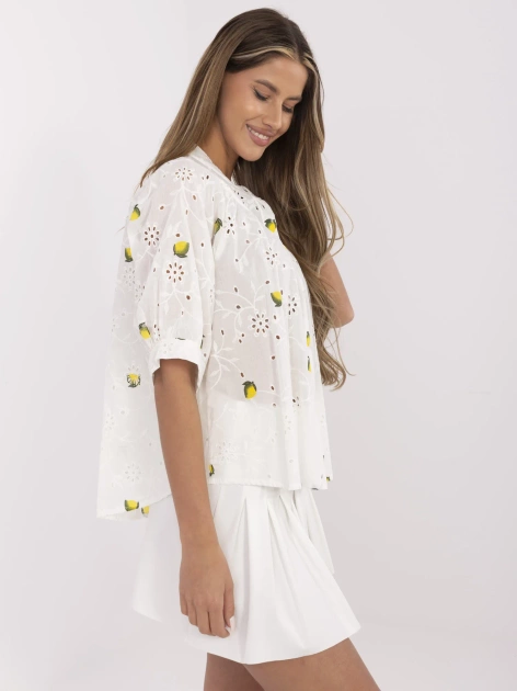 Ecru letnia koszula z nadrukiem cytryn