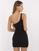 Czarna asymetryczna sukienka w prążek RUE PARIS