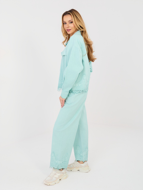 Miętowe jeansowe spodnie wide leg RUE PARIS