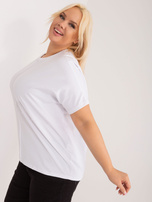 Hurtownia Biała casualowa bluzka plus size z bawełny