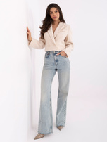 Ecru krótki płaszcz typu boucle RUE PARIS 