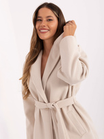 Light beige coat with waist gathering RUE PARIS.