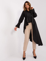 Hurt Czarna asymetryczna koszula damska z falbaną