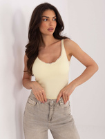 Jasnożółty krótki top na ramiączkach  