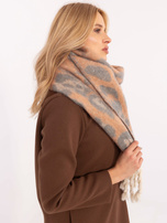 Hurt Pomarańczowo-szary ciepły szal damski w cętki