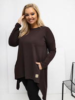 Czekoladowa asymetryczna tunika plus size