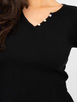 Czarna krótka bluzka basic w prążek