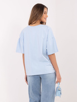 Jasnoniebieski bawełniany t-shirt basic RUE PARIS