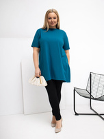 Morska rozkloszowana bluzka plus size z bawełny